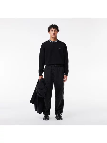 Lacoste Bluza Classic Fit Z Okrągłym Dekoltem I Z Nadrukiem czarny