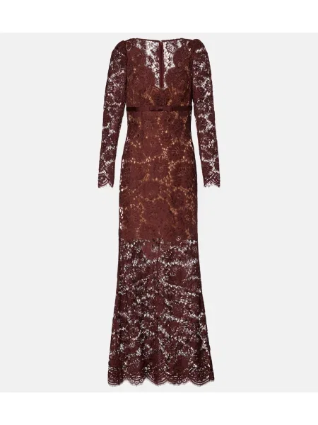 Rochie Self-portrait transparente din dantelă bordo