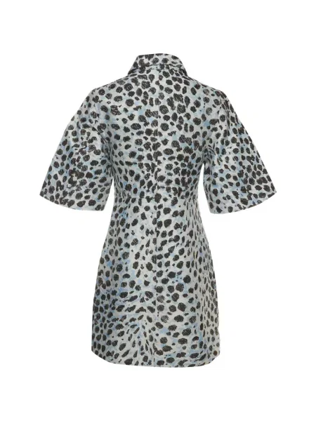 Gulerat rochie mini Ganni cu imagine cu model leopard