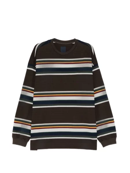 Lung tricou Juun.j cu dungi maro