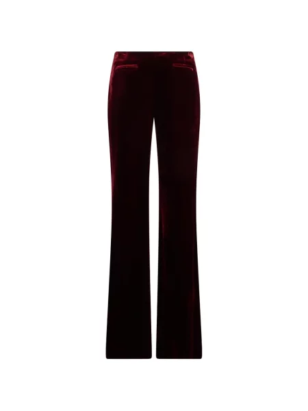 Pantaloni Alberta Ferretti de catifea evazate roșu
