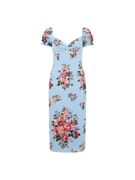 Sukienka Dolce And Gabbana z nadrukiem niebieska