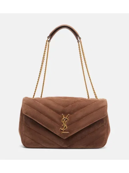 Geantă de mână Saint Laurent din piele de căprioară maro