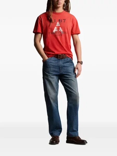 Tricou polo Polo Ralph Lauren cu glugă cu blană cu broderie roșu