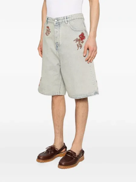 Květinové džínové šortky Drôle De Monsieur modré