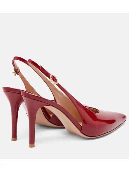 Pantofi cu toc Gianvito Rossi din piele de lac slingback roșu