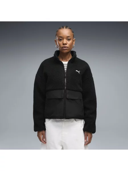 PUMA kurtka z polaru RE:FIBRE o luźnym kroju Odzież S czarny