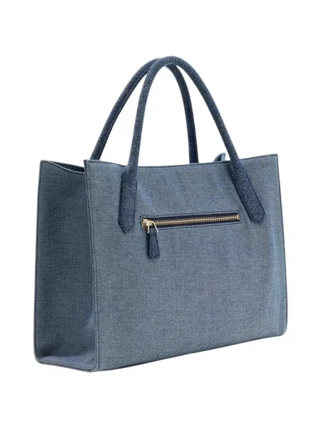 Guess geantă shopper pentru femei din denim JODI albastru
