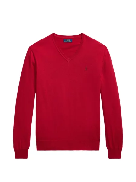 Tricou polo Polo Ralph Lauren cu glugă cu blană cu broderie roșu