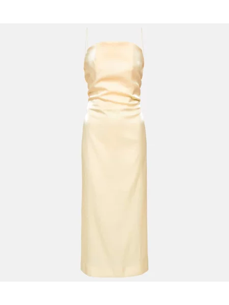 Satynowa sukienka midi Jacquemus do kolan garniturowa żółta