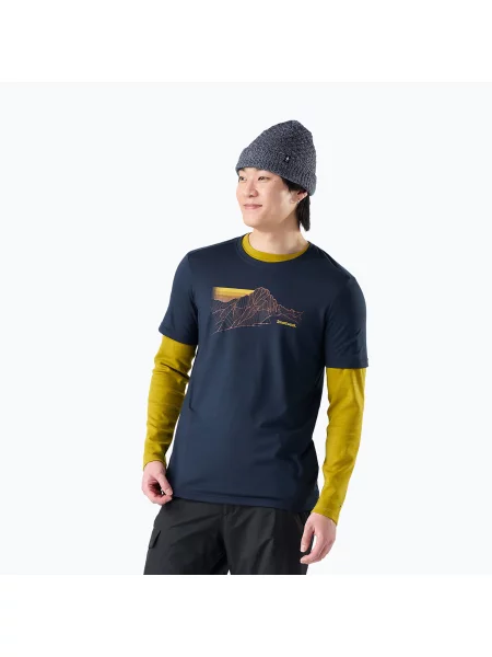Tricou pentru bărbați Smartwool Alpine Trace Active Graphic Tee SS deep navy marină