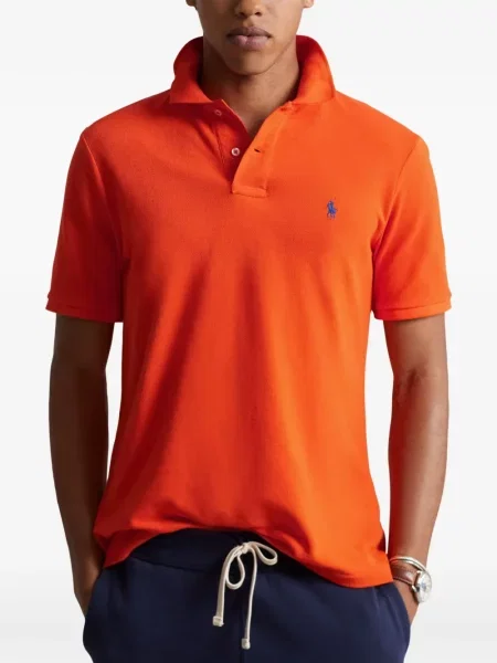 Tricou polo Polo Ralph Lauren cu glugă cu blană cu broderie roșu