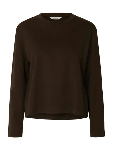 SELECTED Tricou SLFESSENTIAL închis maro