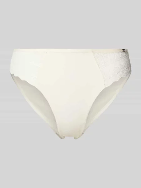 Majtki bikini o kroju slim fit z obszyciem koronką model ‘Initial’ Skiny biały