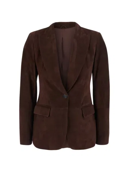 Sacou Brunello Cucinelli din piele de căprioară maro