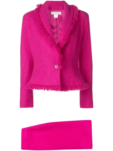 Oblekové sukně Christian Dior Pre-owned s třásněmi růžové