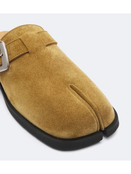 Papuci tip mules Maison Margiela din piele de căprioară bej
