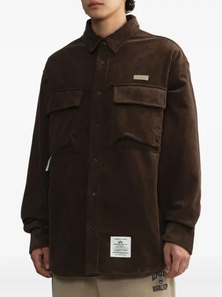 Cămașă Alpha Industries de catifea cord maro