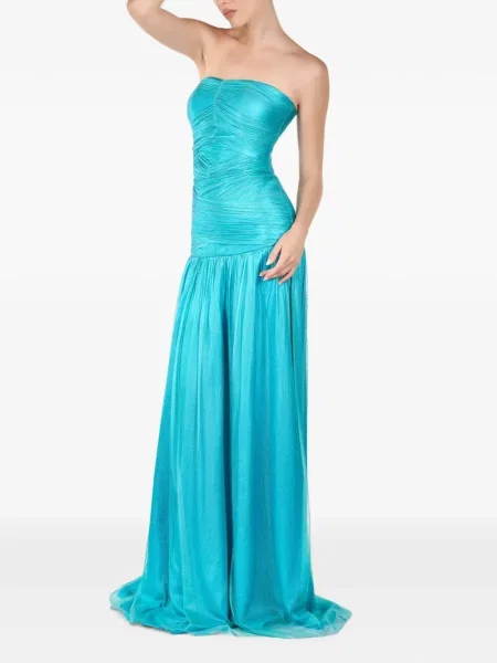 Rochie maxi Andreea Veneciuc cu volane albastru