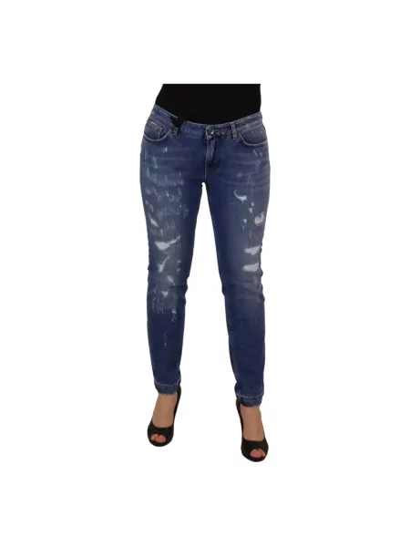 Skinny talia jeansy skinny Dolce And Gabbana niebieskie