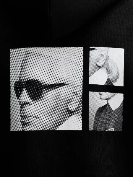 Свитер Karl Lagerfeld с капюшоном с принтом черный