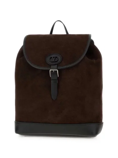 Rucsac Valentino Garavani din piele de căprioară maro