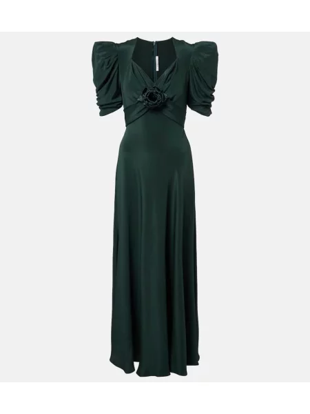 Jedwabna sukienka koktajlowa Rodarte garniturowa zielona