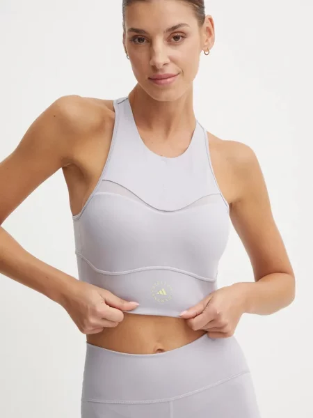 Спортен сутиен adidas by Stella McCartney TruePurpose лилаво с изчистен дизайн виолетово