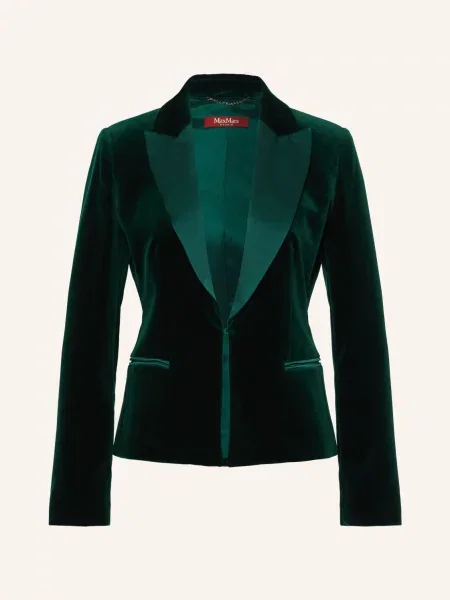 Max Mara Studio Sametový Blejzr Filante tmavě zelená