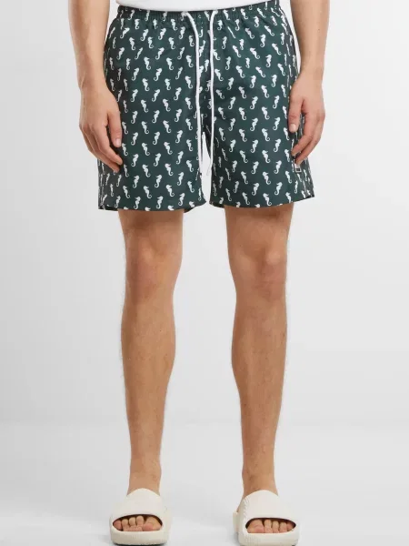 Urban Classics Plavecké šortky tmavě zelená bílá