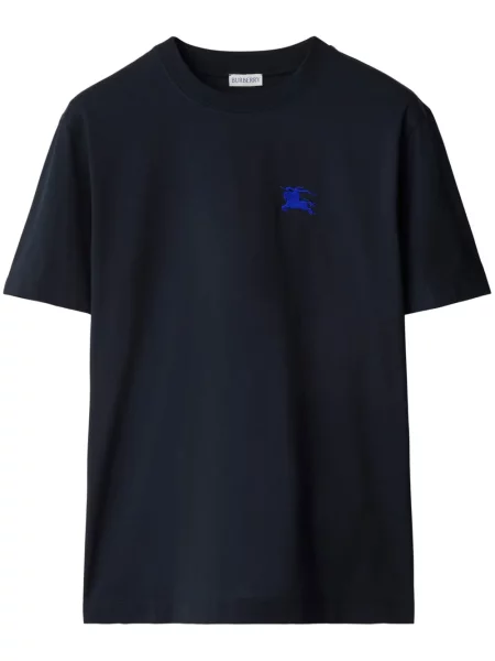 Tricou Burberry cu broderie albastru