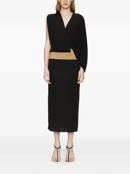 Rochie Christopher Esber din piele de căprioară de costum negru