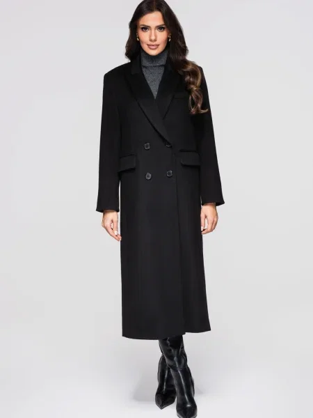 Palton Edoti de lână negru