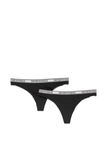Chiloți tanga Emporio Armani cu autograf negru