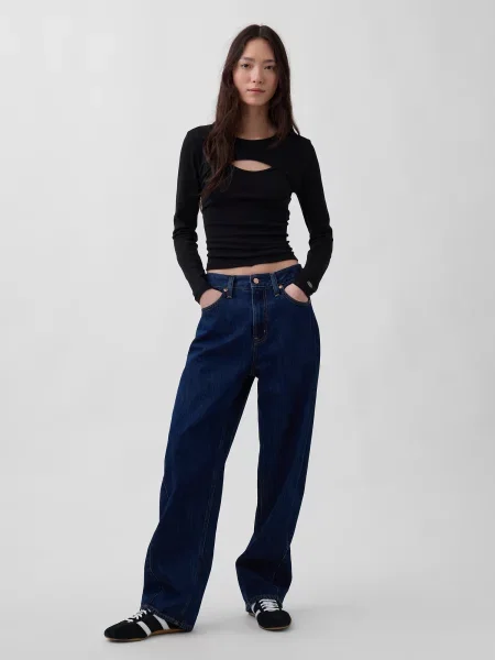 Tricou mânecă lungă Gap lung negru