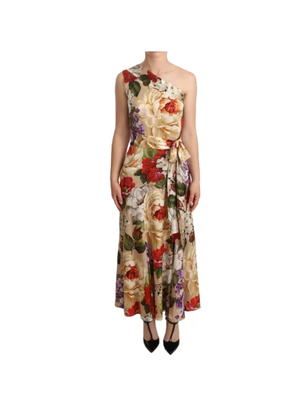 Sukienka Dolce And Gabbana w kwiatki beżowa