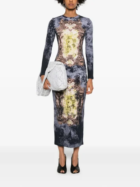 Rochie maxi Jean Paul Gaultier cu imagine de costum albastru