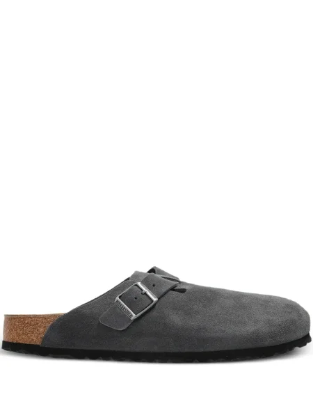 Saboți Birkenstock din piele de căprioară gri