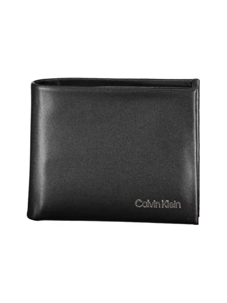 Lniany portfel Calvin Klein czarny