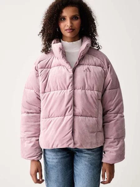 Adidas jachetă pentru femei din velur Helionic roz