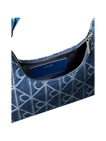 Calvin Klein Geantă de umăr denim / alb albastru