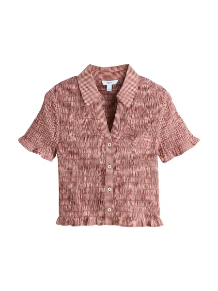 Next Bluză roșu ruginiu alb