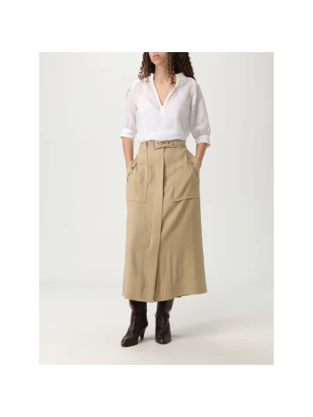 Lniana spódnica Alberta Ferretti beżowa