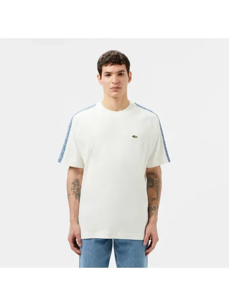 Lacoste T-Shirt Z Okrągłym Dekoltem Z Nadrukiem Oversize biały