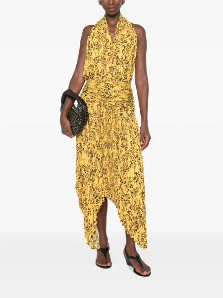 Φλοράλ ασύμμετρη φόρεμα Proenza Schouler με σχέδιο κίτρινο