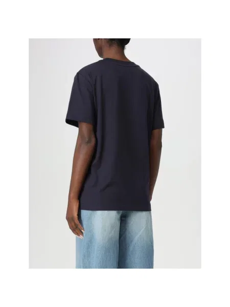 Koszulka A.p.c. z dżerseju z dekoltem w kształcie litery U niebieska