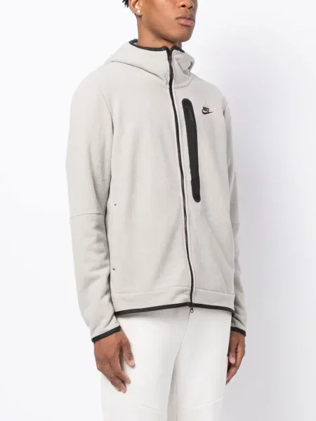 Hanorac cu glugă Nike din fleece gri