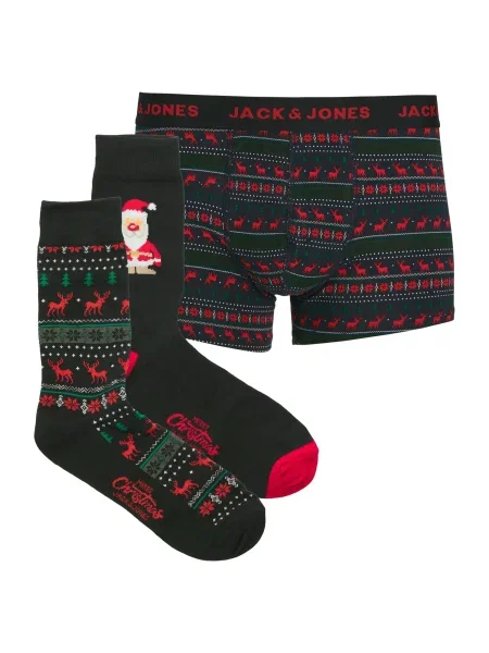 JACK & JONES Boksarice JACXMAS REINDEER smaragd / rdeča / črna bela