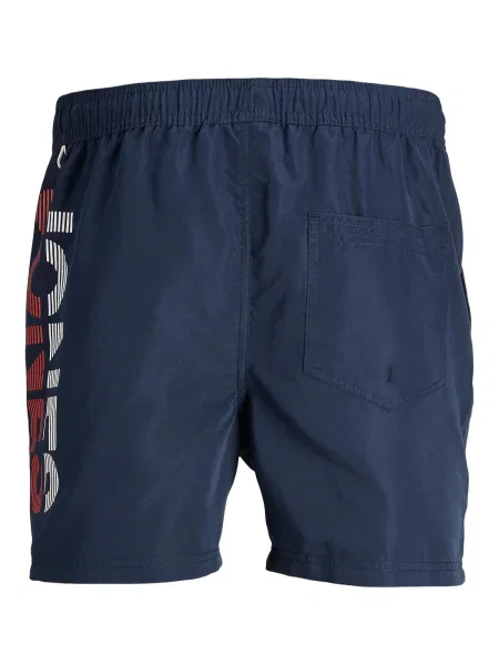 JACK & JONES Plavecké šortky FIJI námornícka modrá / červená / biela