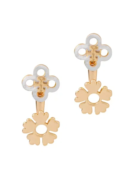 Tory Burch kolczyki mosiężne z masa perłową ForgetMe żółte